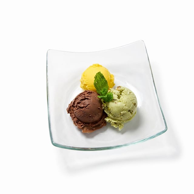 Trio Ice Cream – Chocolate, Mango & Kulfi.