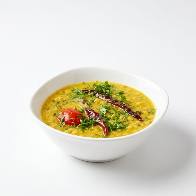 Dal Tadka – Tempered Golden Lentils with Mustard & Curry Leaves.