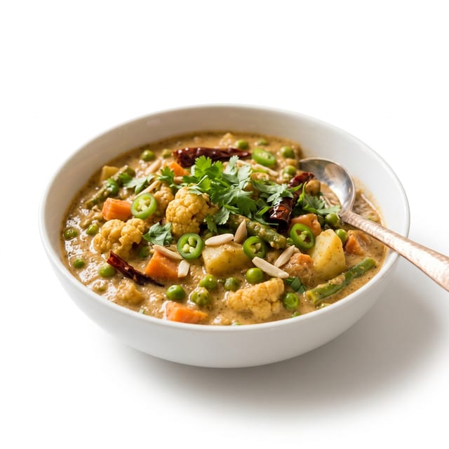 Vegetable Korma – Creamy Cashew & Nut Medley.